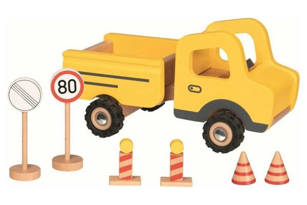 Goki Baustellenfahrzeug mit Verkehrsschildern